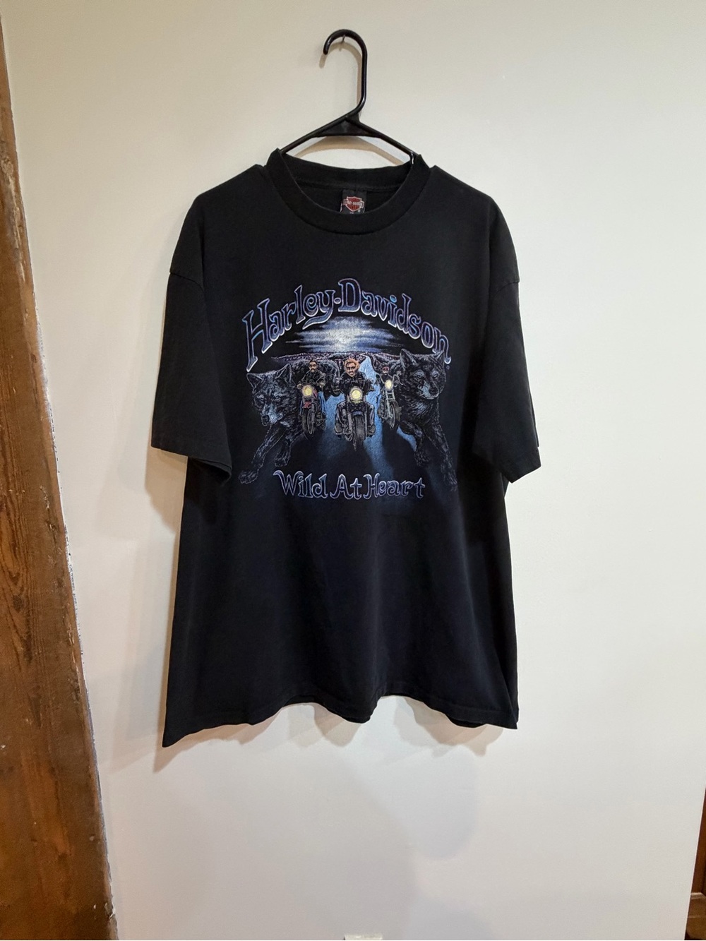 Vintage 1992 Harley-Davidson Black Graphic 'Wild At Heart' Motorcycle Tee